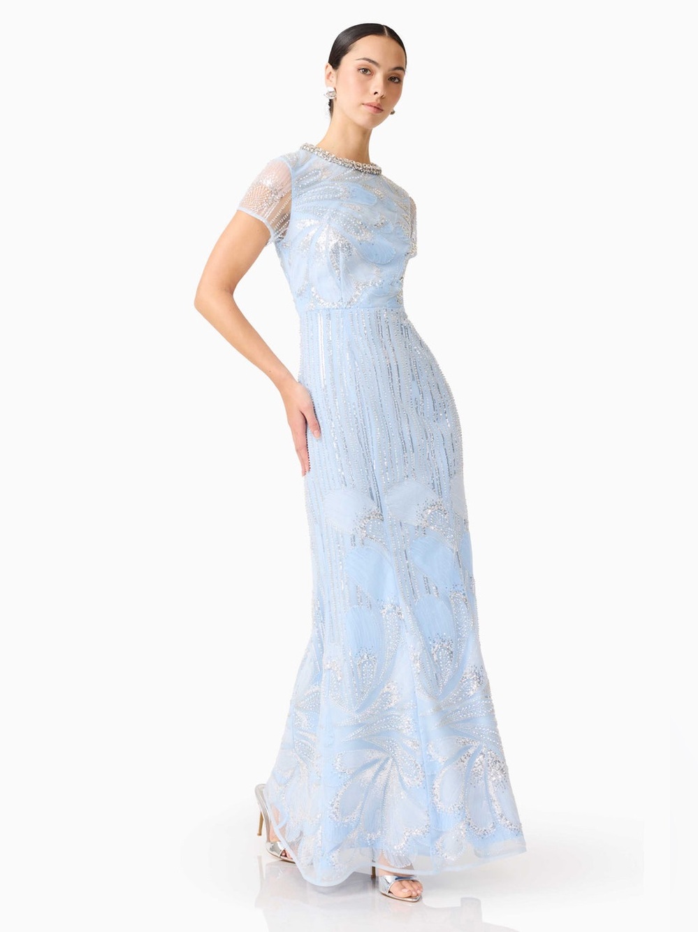 ELLIATT Annabelle Embellished Evening Gown Blue Wedding Guest Dress size S NWT - Picture 2 of 11